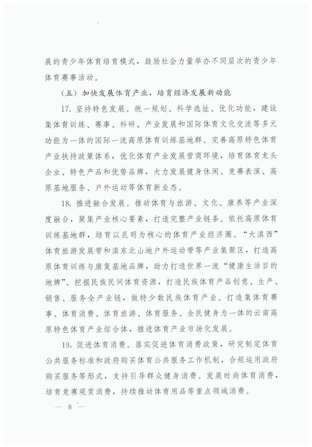 关于加快建设体育强省的意见：云政办发【2020】47号2020.8.12_页面_08